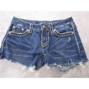 Miss Me Jean Shorts Womens 28 Blue Denim Wattle Creek Cutoff Distressed